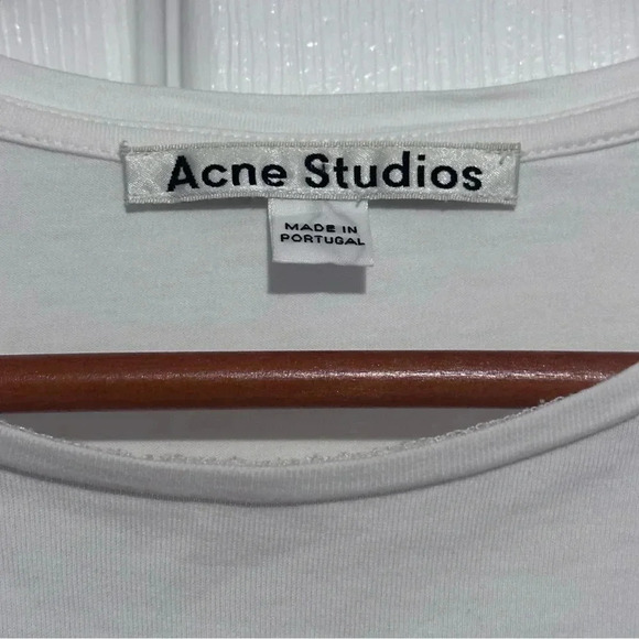 ACNE STUDIOS Minerva Cotton Tee Long 3/4 Sleeve White Black Strip Basic Medium - Picture 5 of 6